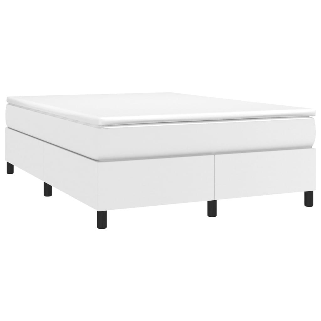 Box Spring Bed Frame White 59.8"x79.9" Queen Faux Leather at Set Shop and Smile