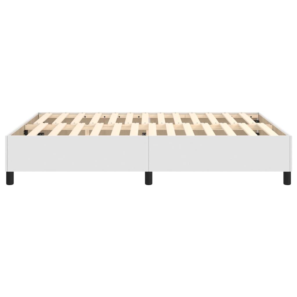 Box Spring Bed Frame White 59.8"x79.9" Queen Faux Leather at Set Shop and Smile