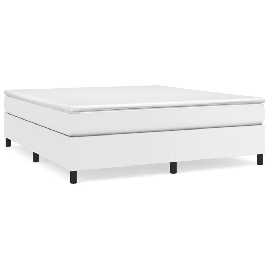 Box Spring Bed Frame White 72"x83.9" California King Faux Leather at Set Shop and Smile