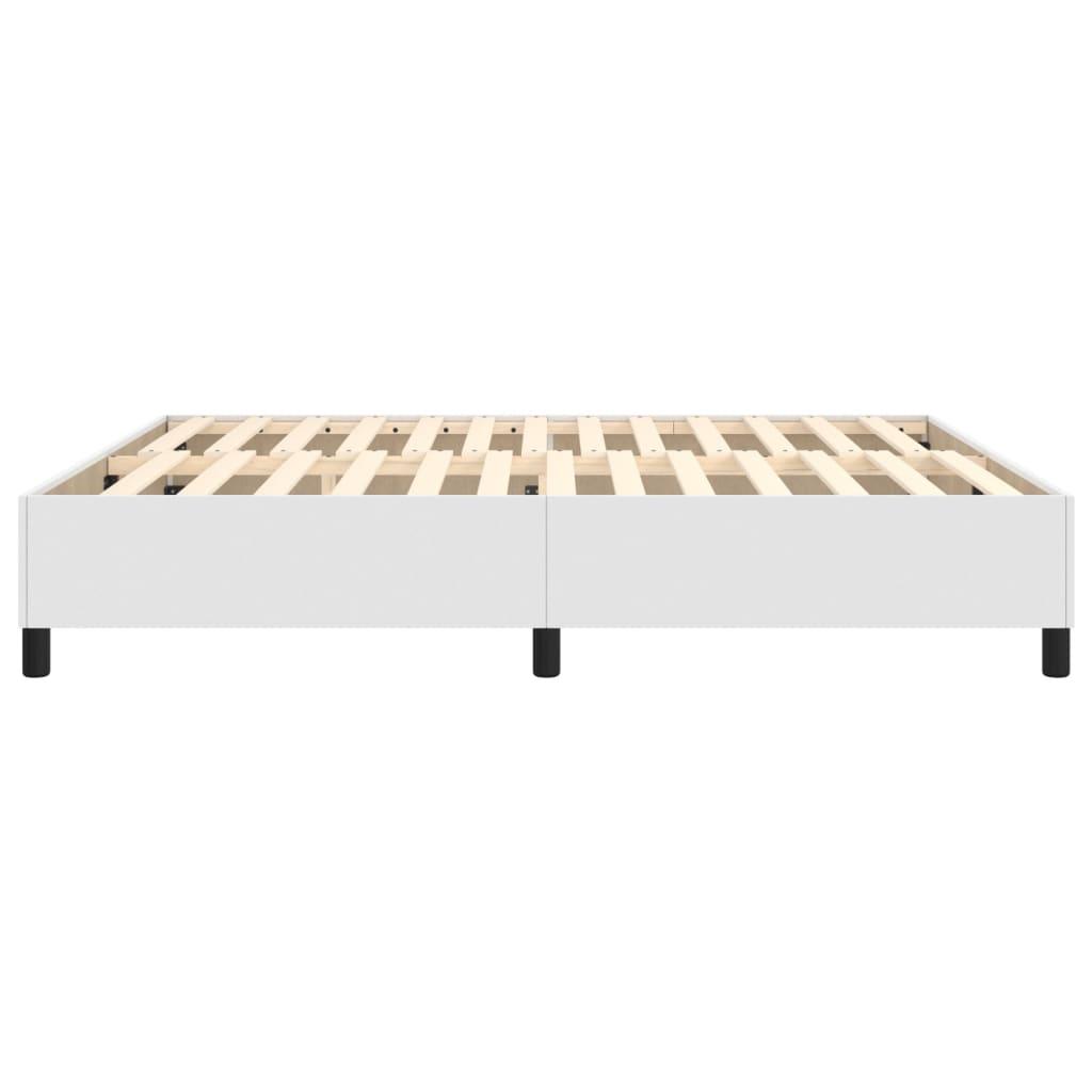 Box Spring Bed Frame White 72"x83.9" California King Faux Leather at Set Shop and Smile