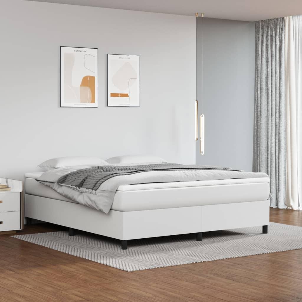 Box Spring Bed Frame White 72"x83.9" California King Faux Leather at Set Shop and Smile