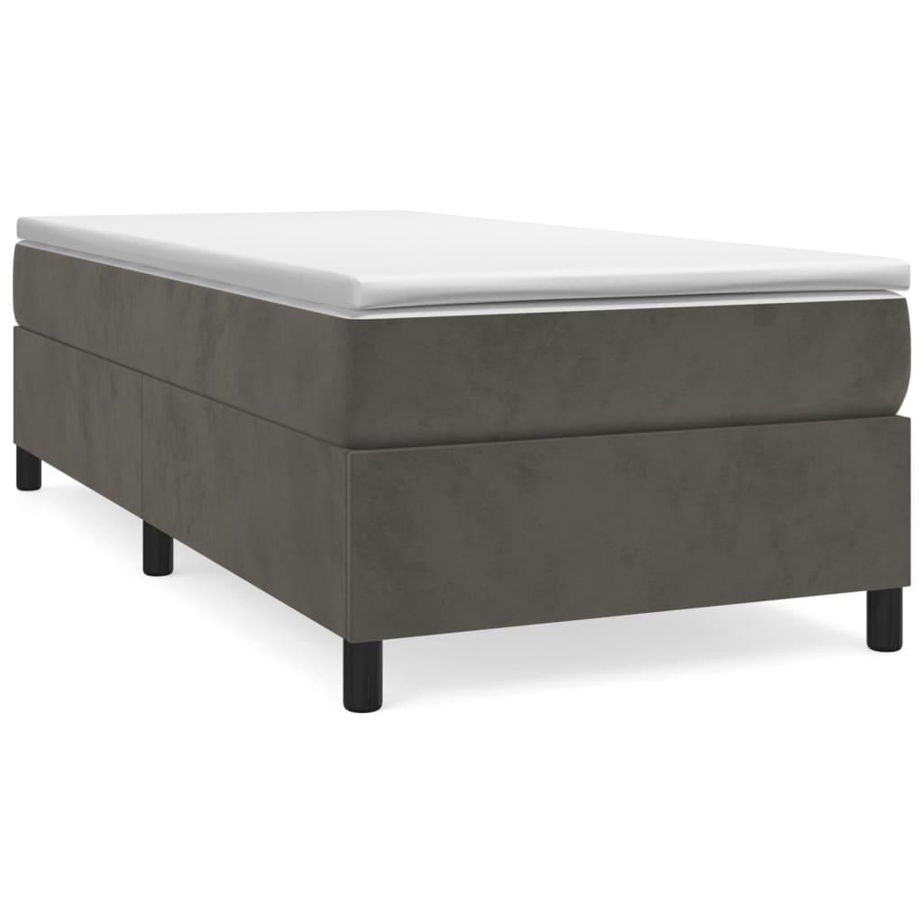 Box Spring Bed Frame Dark Gray 39.4"x74.8" Twin Velvet at Set Shop and Smile