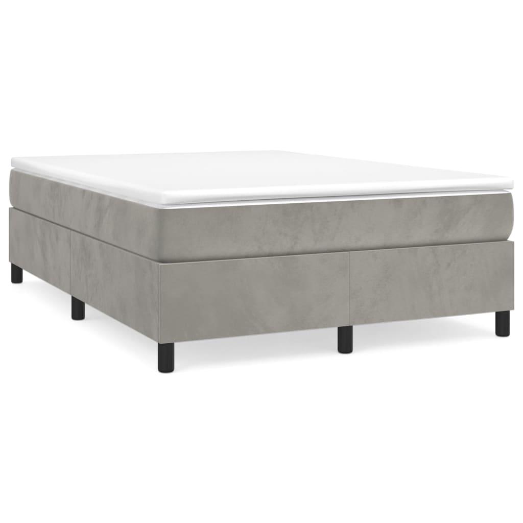Box Spring Bed Frame Light Gray 59.8"x79.9" Queen Velvet at Set Shop and Smile