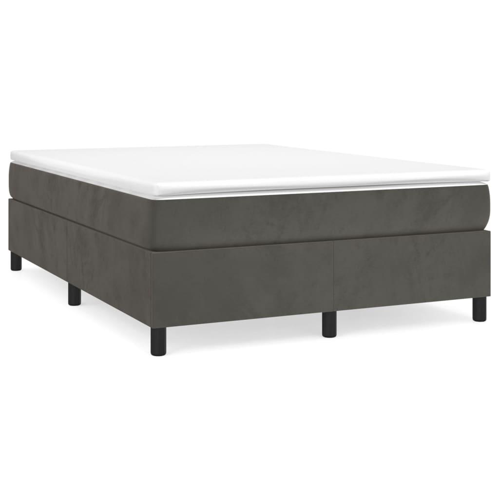 Box Spring Bed Frame Dark Gray 59.8"x79.9" Queen Velvet at Set Shop and Smile