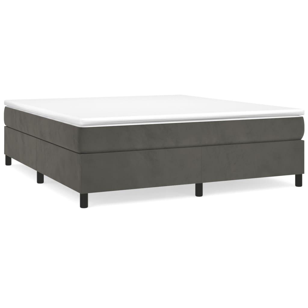Box Spring Bed Frame Dark Gray 76"x79.9" King Velvet at Set Shop and Smile