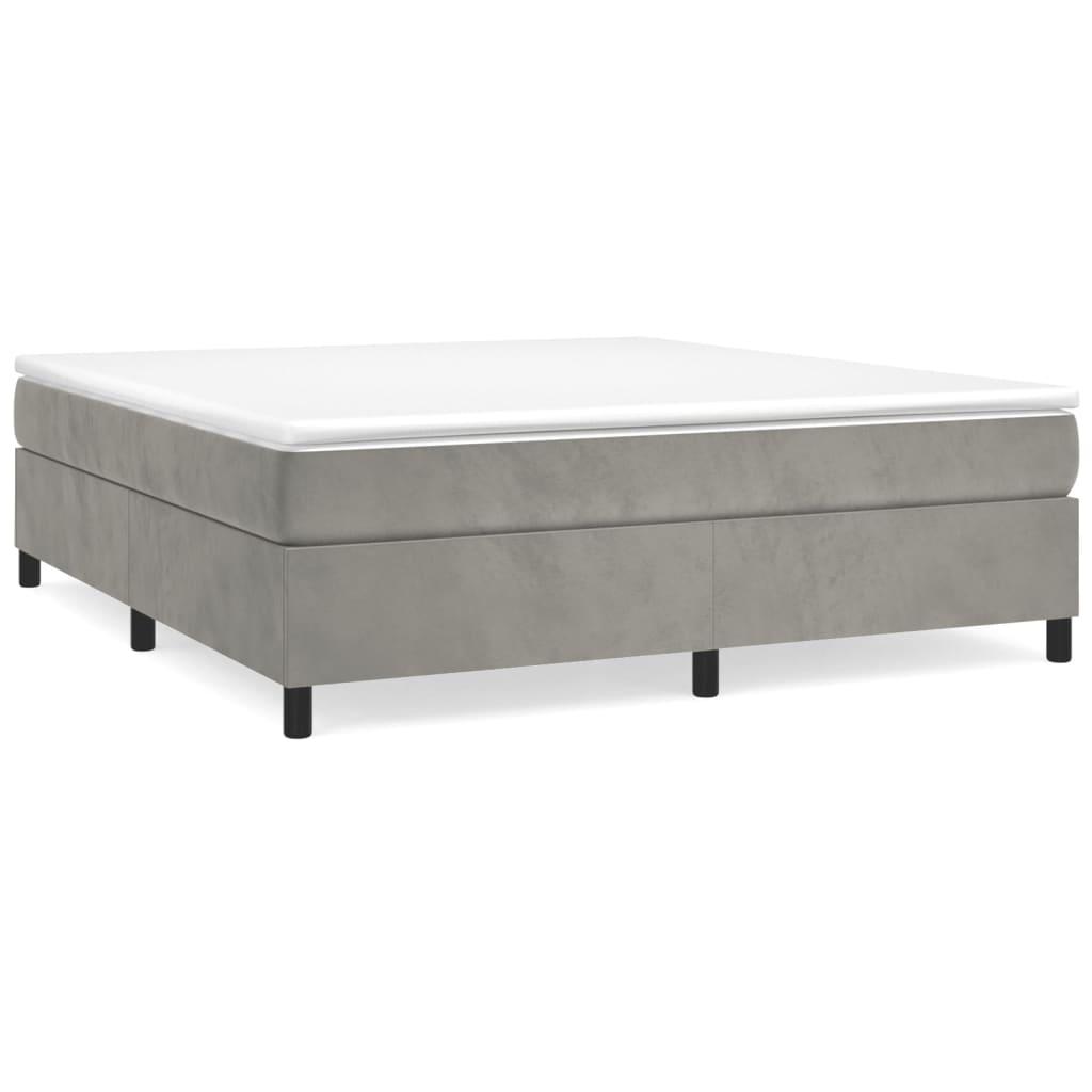 Box Spring Bed Frame Light Gray 72"x83.9" California King Velvet at Set Shop and Smile