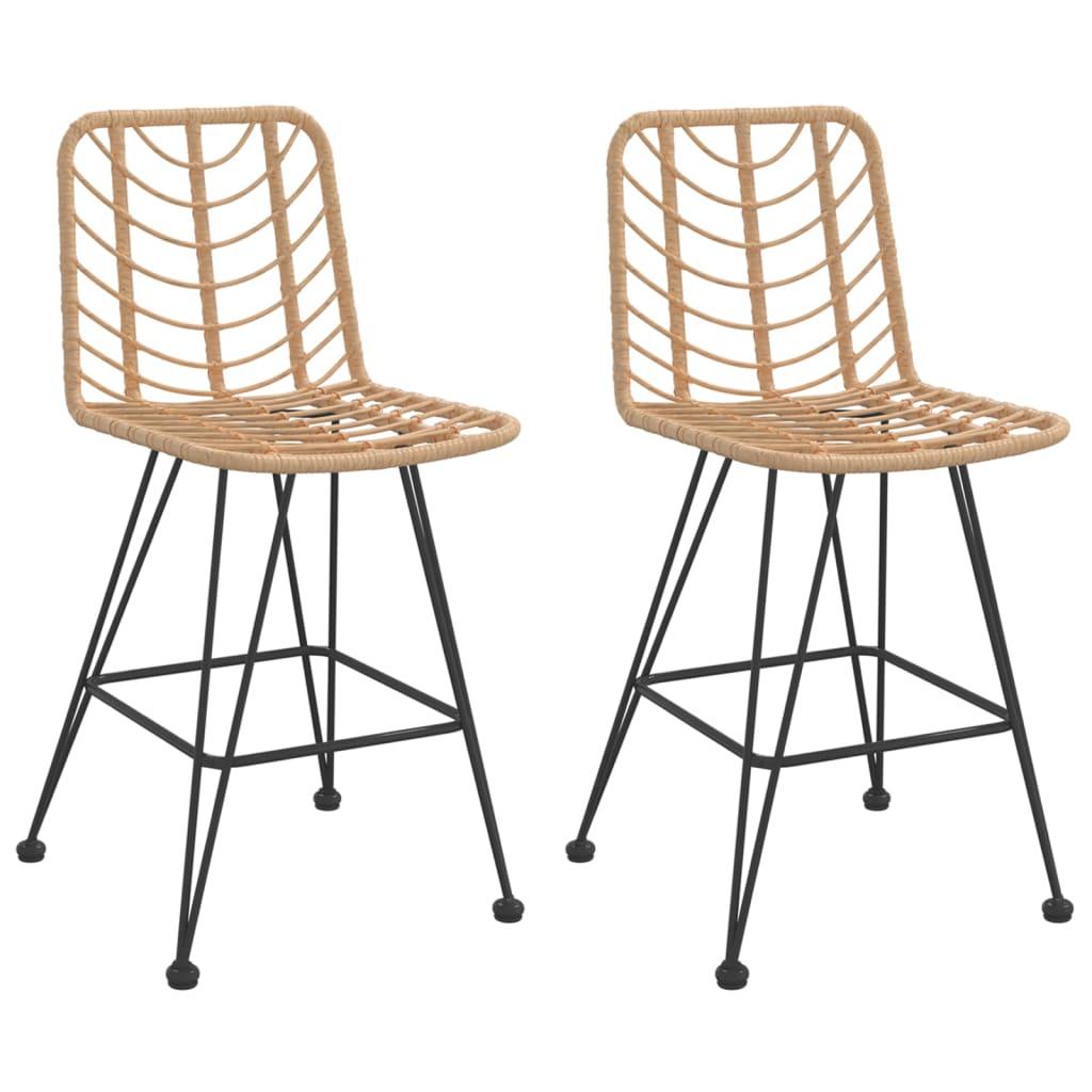 Bar Stools 2 pcs 17.7"x22"x40.7" PE Rattan and Steel at Set Shop and Smile