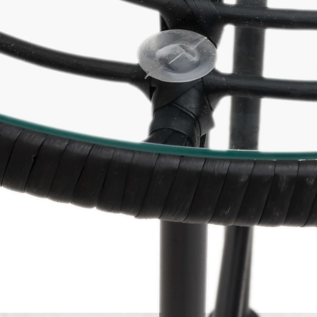 Dining Table Black Ø19.7" Tempered Glass and Steel at Set Shop and Smile