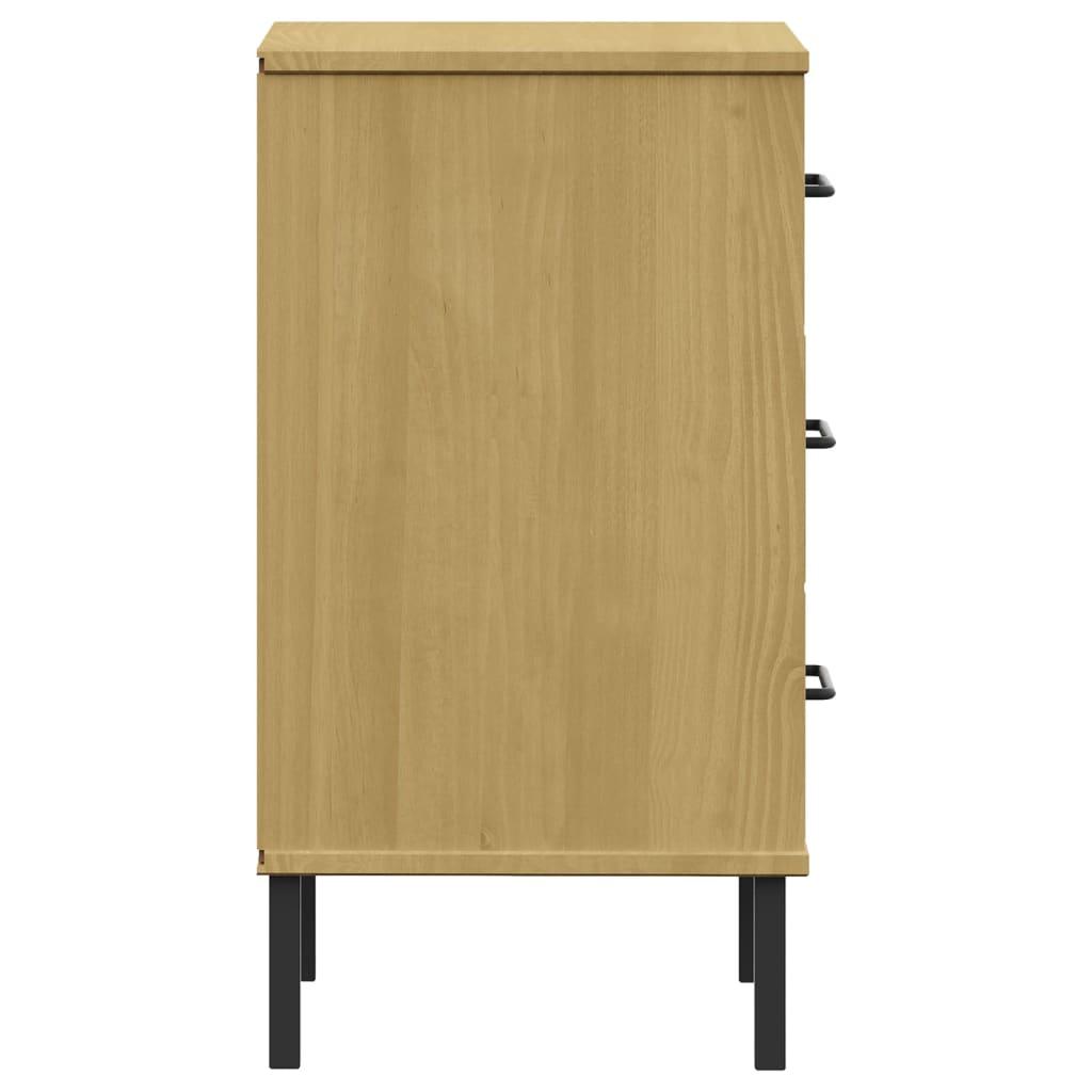 Bedside Cabinet with Metal Legs Brown Solid Wood Pine OSLO at Set Shop and Smile