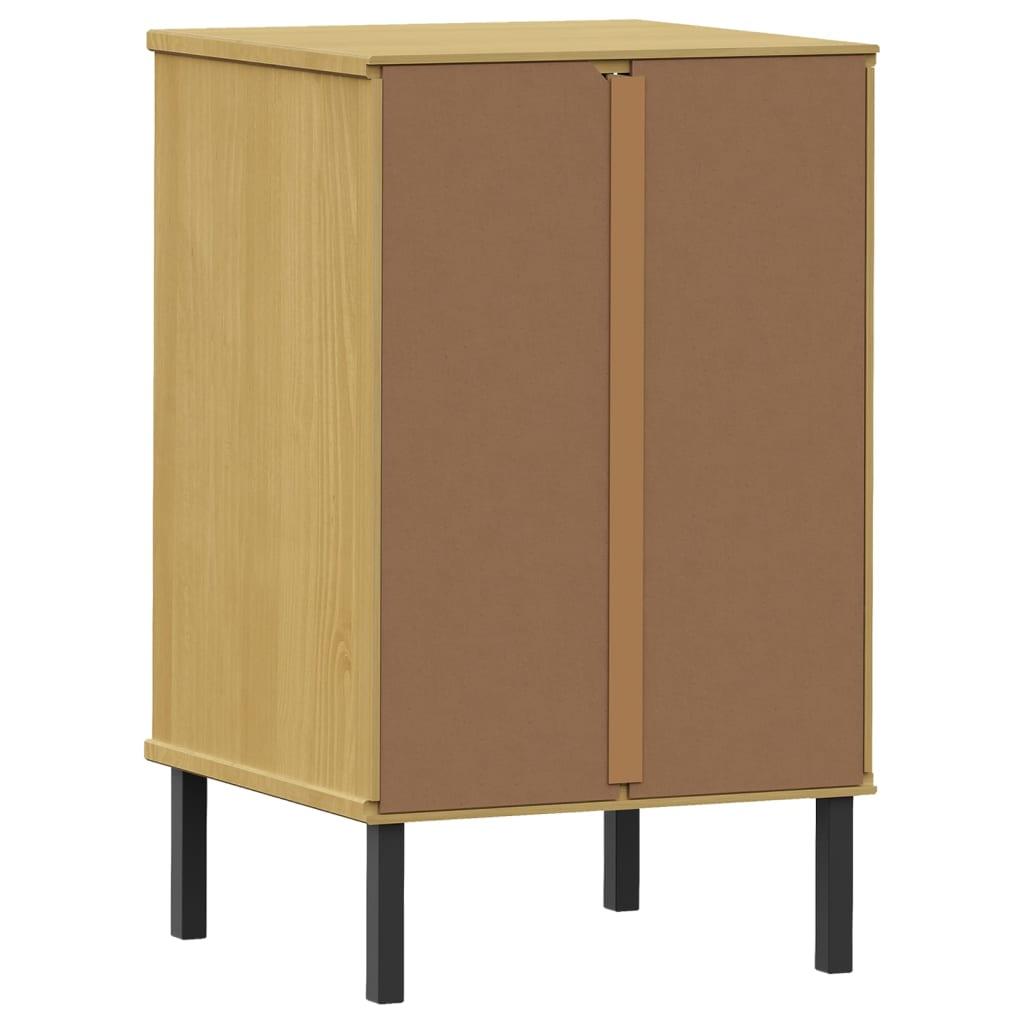 Bedside Cabinet with Metal Legs Brown Solid Wood Pine OSLO at Set Shop and Smile