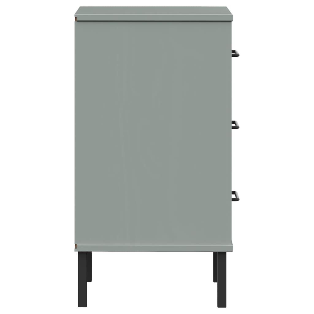 Bedside Cabinet with Metal Legs Gray Solid Wood Pine OSLO at Set Shop and Smile