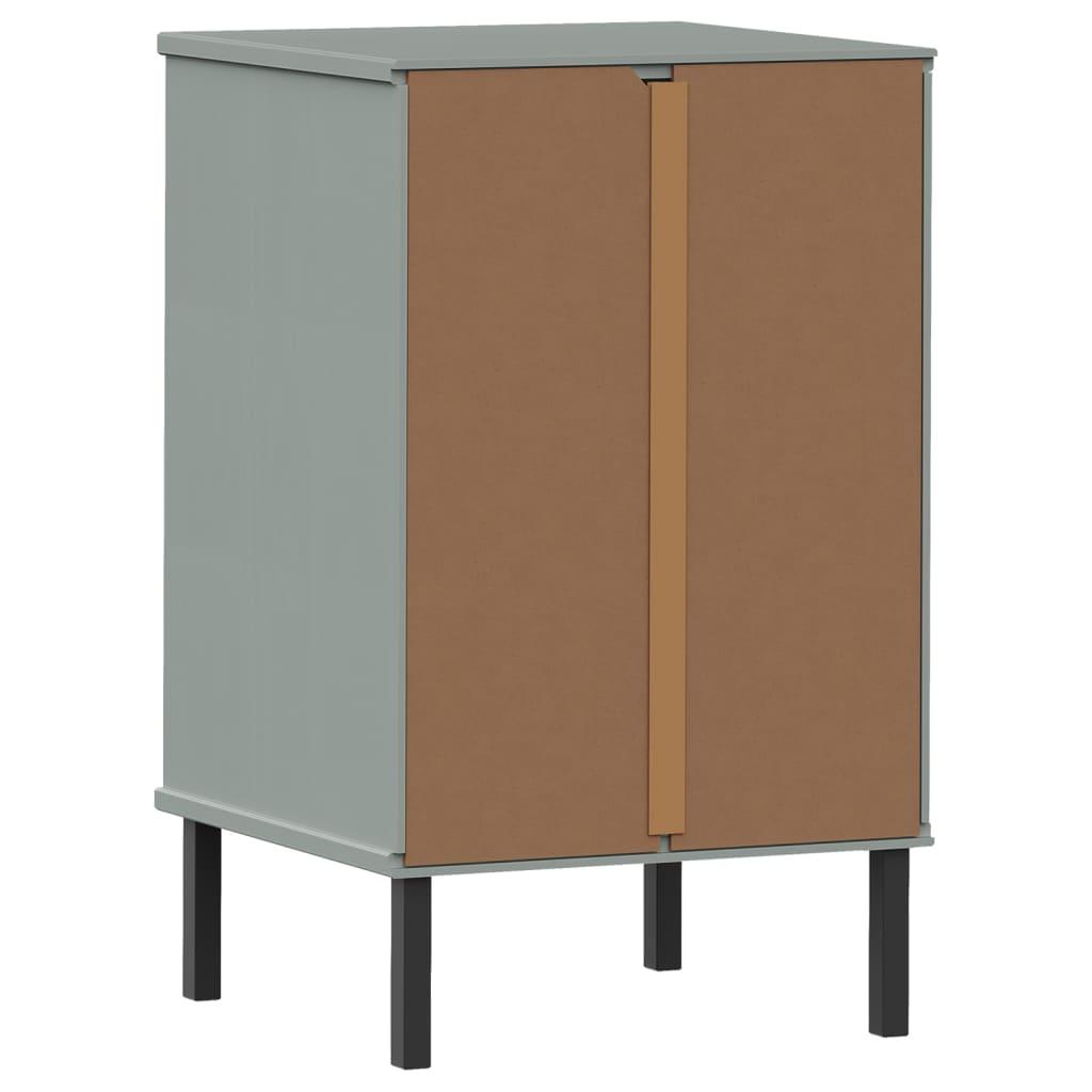 Bedside Cabinet with Metal Legs Gray Solid Wood Pine OSLO at Set Shop and Smile