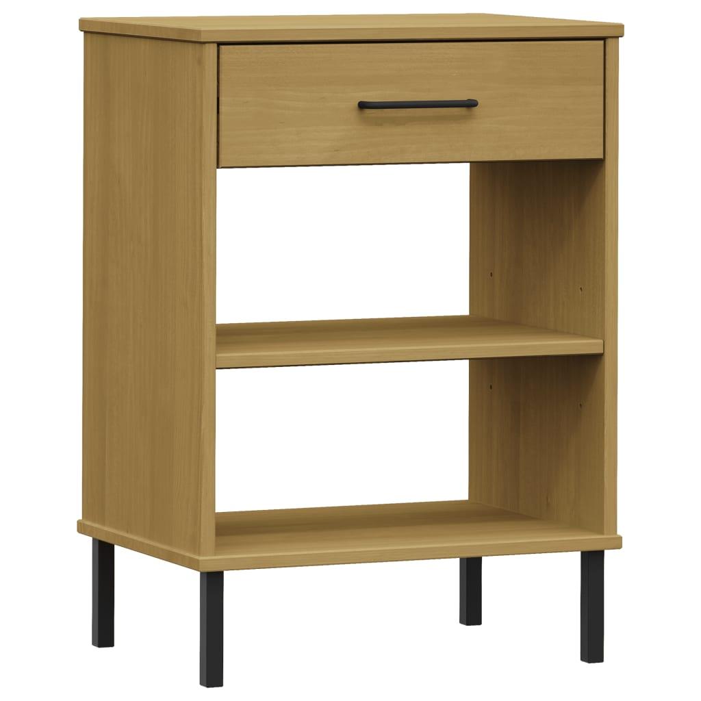 Console Cabinet with Metal Legs Brown Solid Wood Pine OSLO at Set Shop and Smile