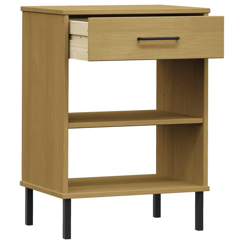 Console Cabinet with Metal Legs Brown Solid Wood Pine OSLO at Set Shop and Smile