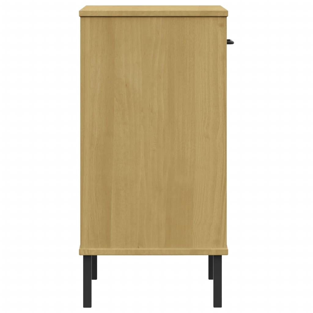 Console Cabinet with Metal Legs Brown Solid Wood Pine OSLO at Set Shop and Smile