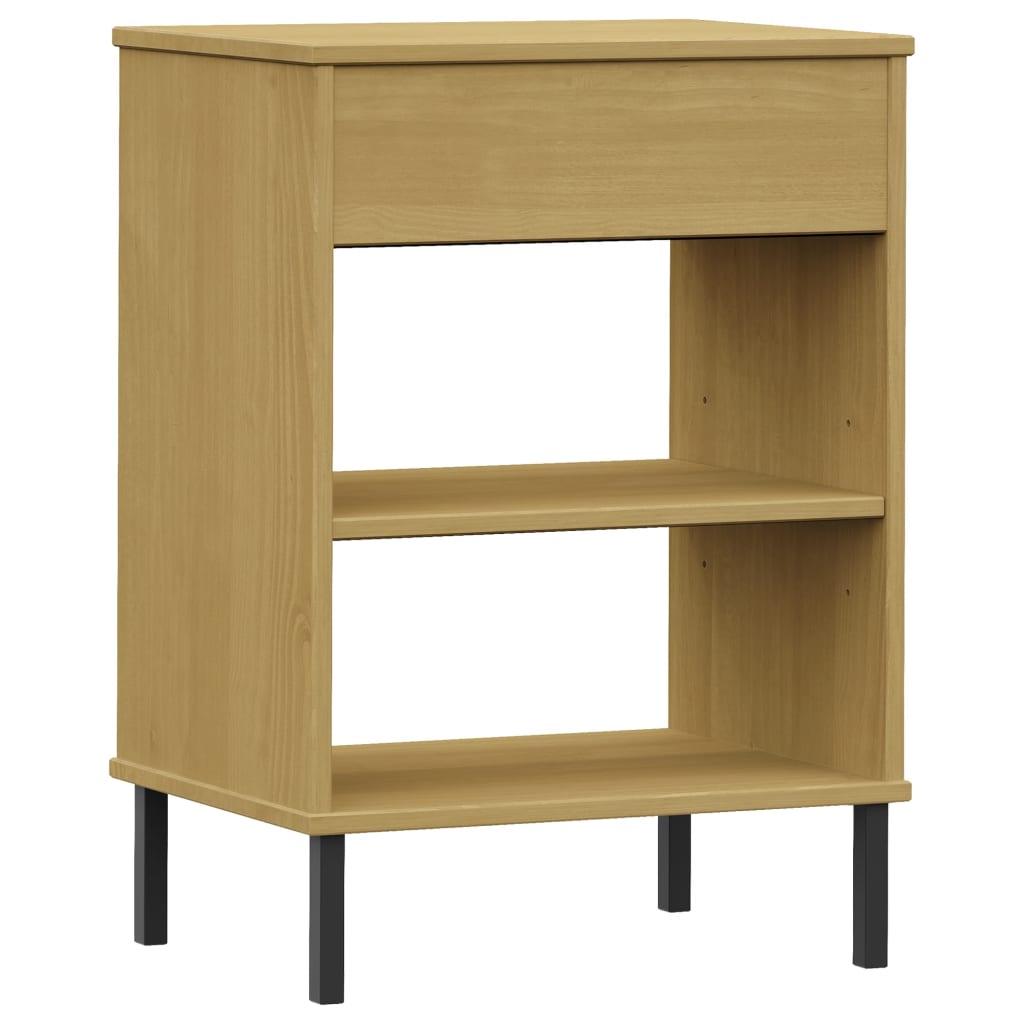 Console Cabinet with Metal Legs Brown Solid Wood Pine OSLO at Set Shop and Smile