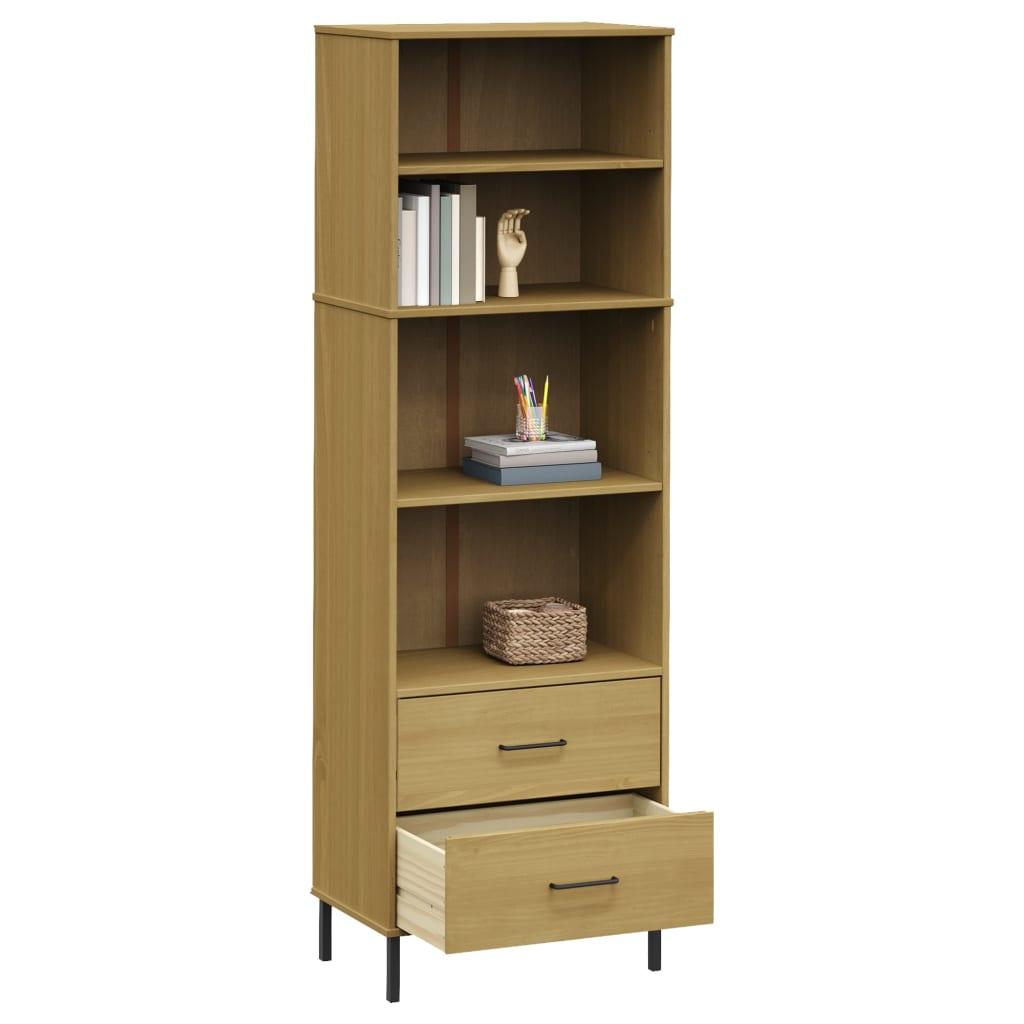 Bookcase with 2 Drawers Brown 23.6"x13.8"x70.9" Solid Wood OSLO at Set Shop and Smile