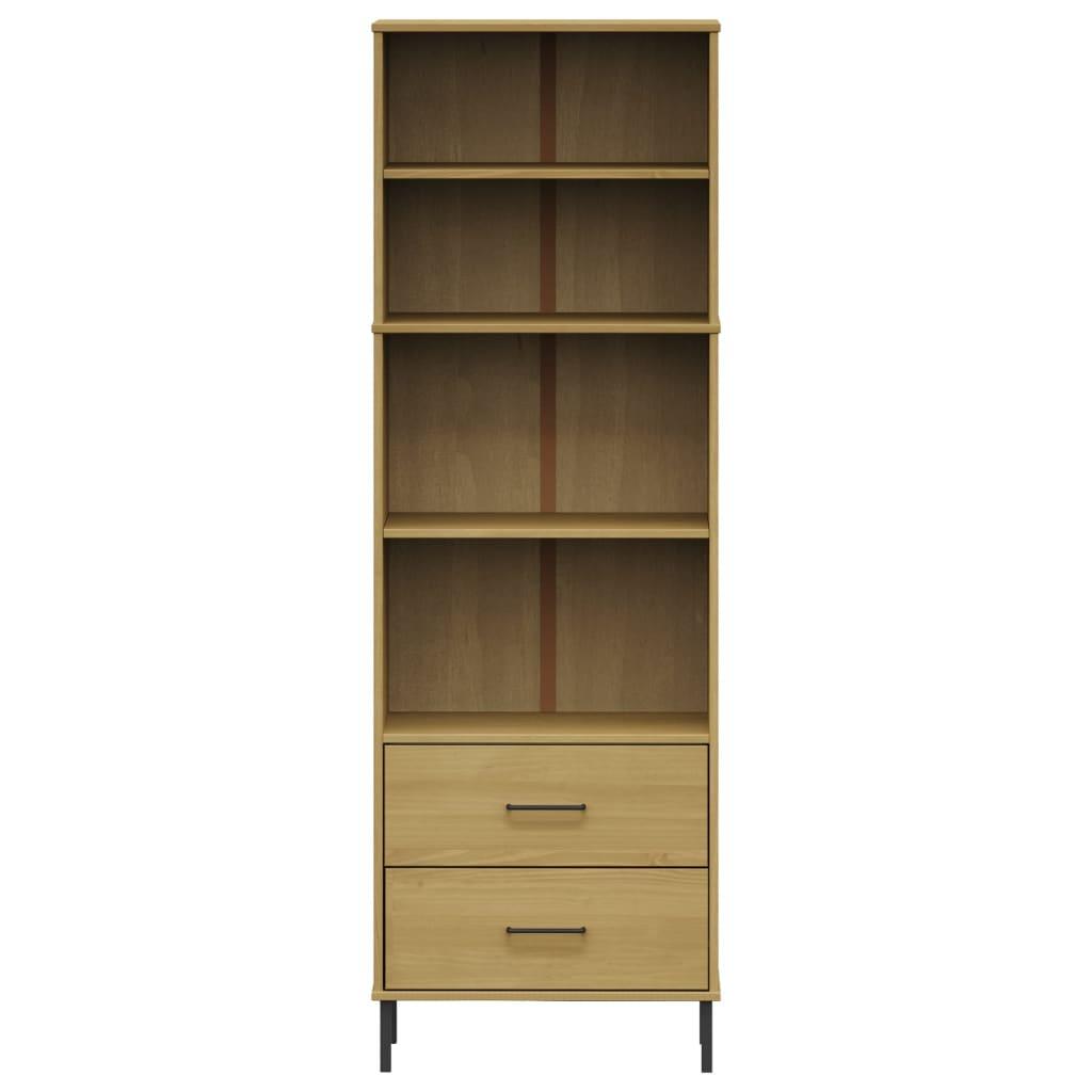 Bookcase with 2 Drawers Brown 23.6"x13.8"x70.9" Solid Wood OSLO at Set Shop and Smile