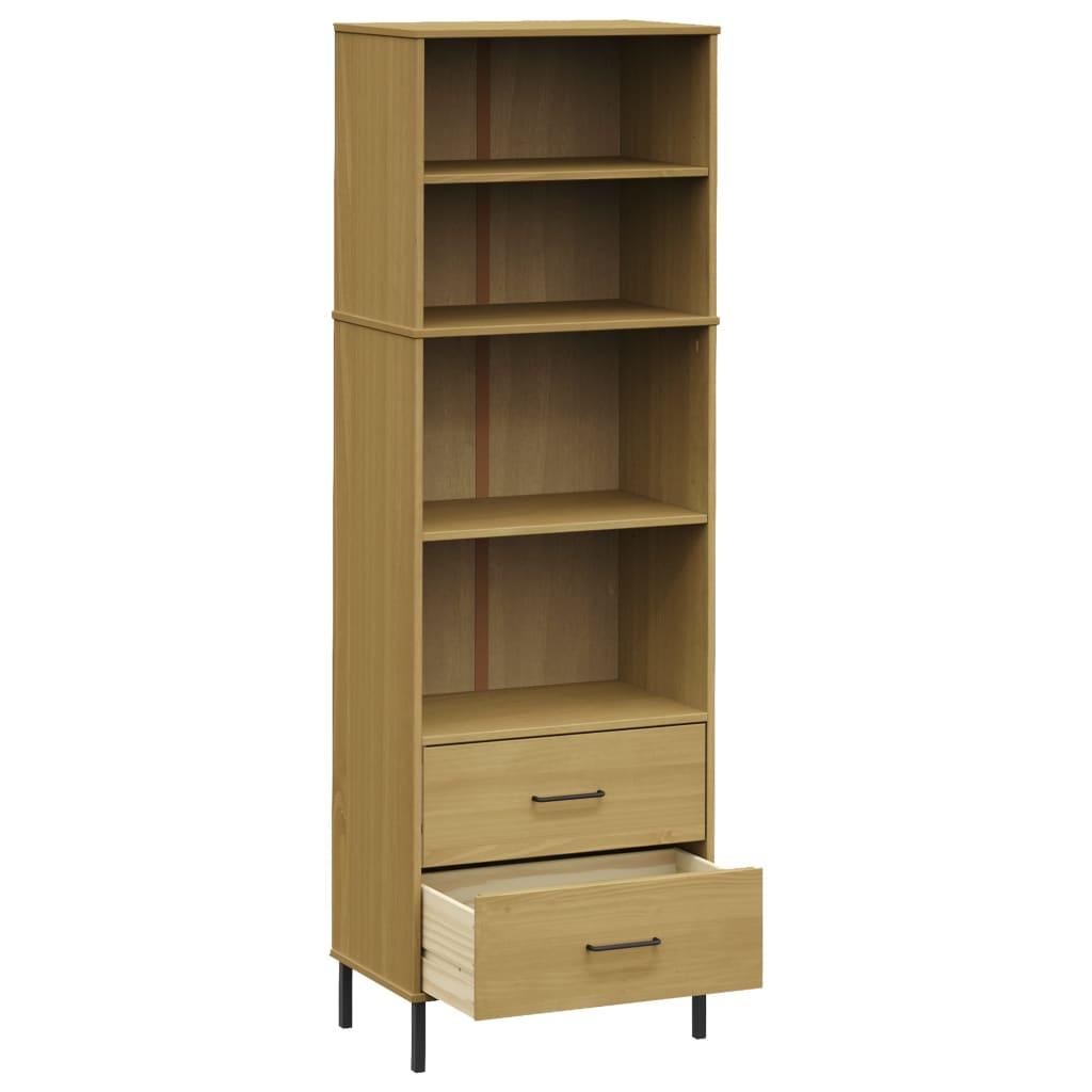Bookcase with 2 Drawers Brown 23.6"x13.8"x70.9" Solid Wood OSLO at Set Shop and Smile