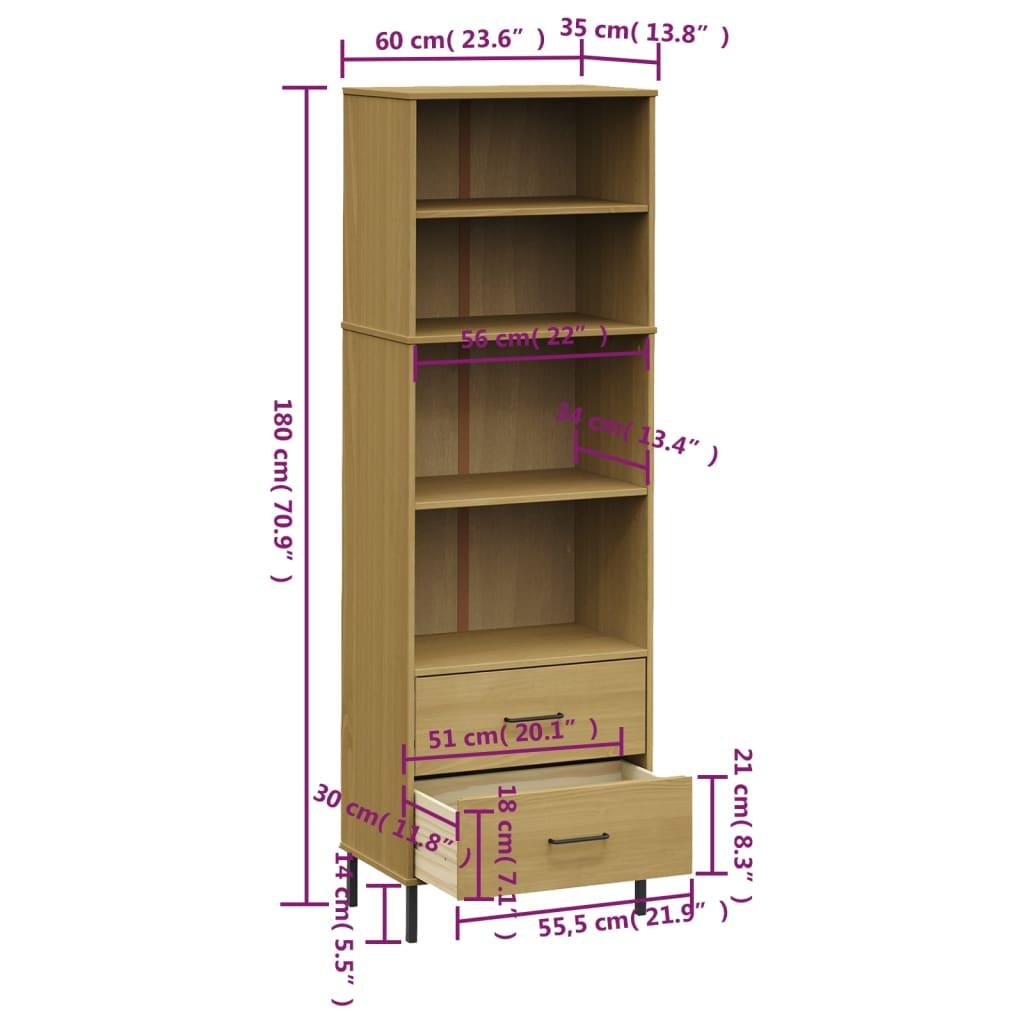 Bookcase with 2 Drawers Brown 23.6"x13.8"x70.9" Solid Wood OSLO at Set Shop and Smile