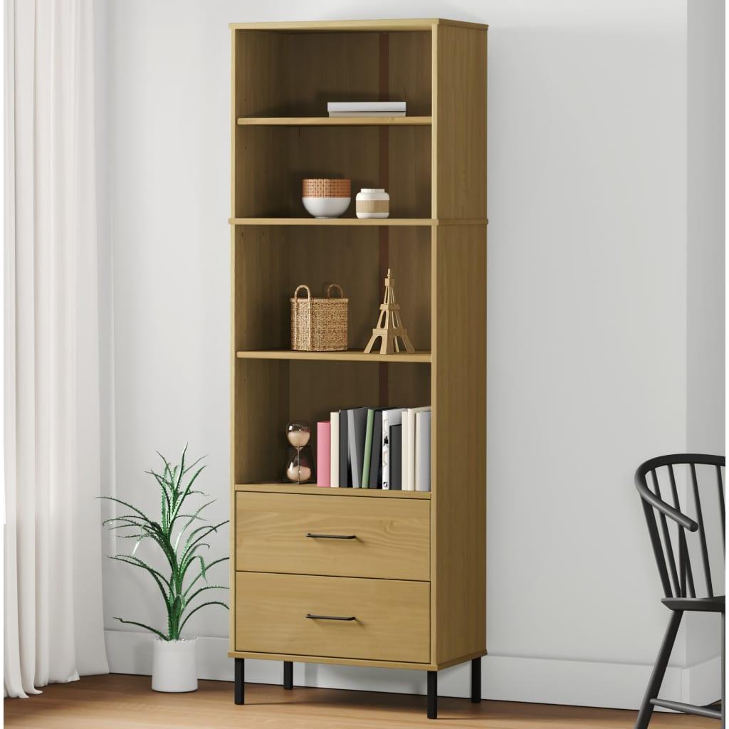 Bookcase with 2 Drawers Brown 23.6"x13.8"x70.9" Solid Wood OSLO at Set Shop and Smile