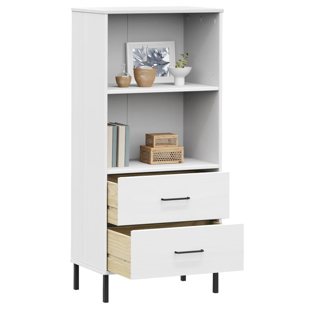 Bookcase with 2 Drawers White 23.6"x13.8"x50.6" Solid Wood OSLO at Set Shop and Smile