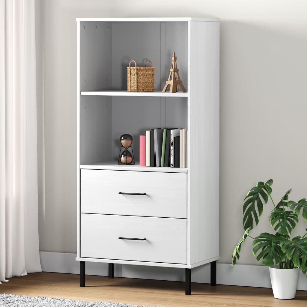 Bookcase with 2 Drawers White 23.6"x13.8"x50.6" Solid Wood OSLO at Set Shop and Smile