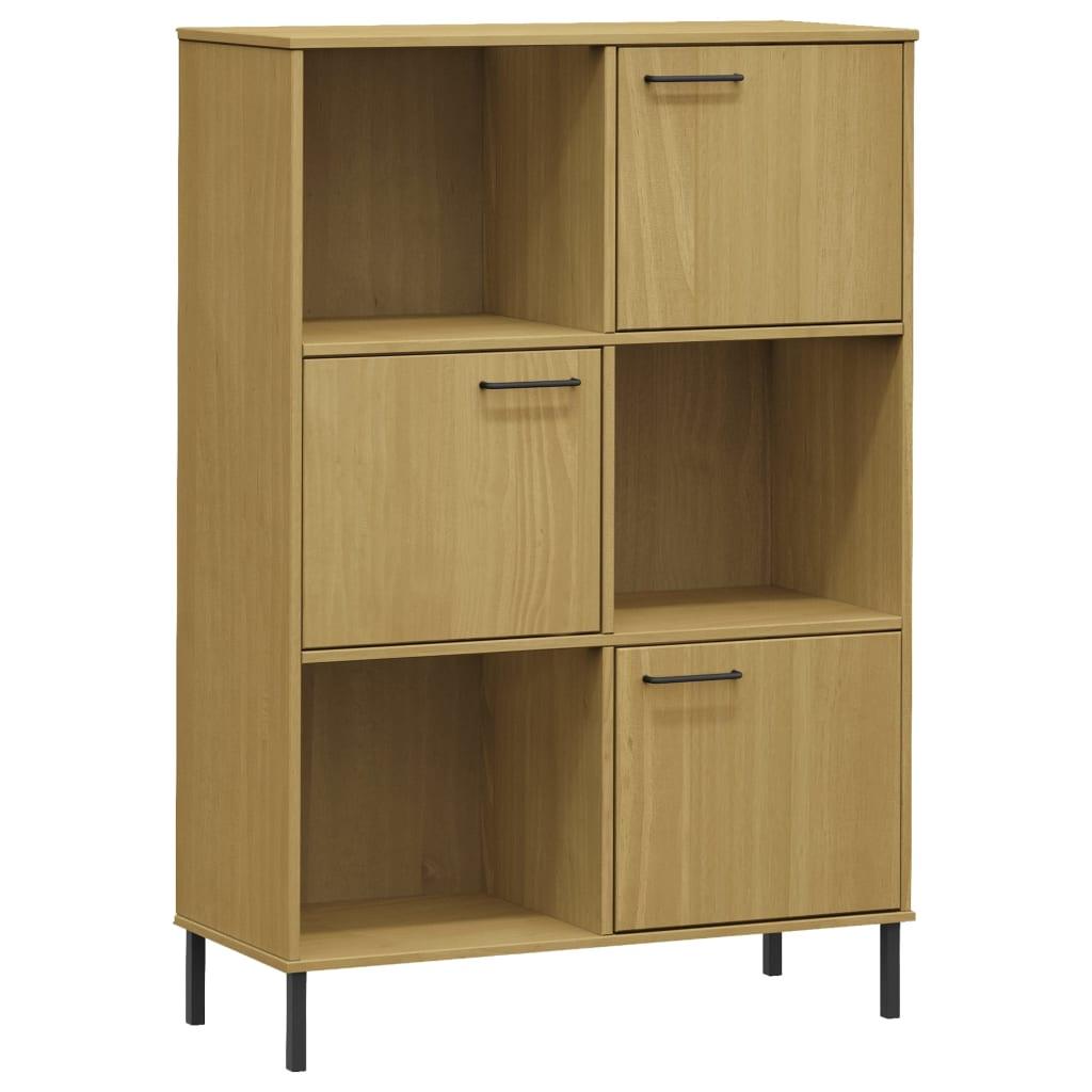 Bookcase with Metal Legs Brown 35.4"x13.8"x50.6" Solid Wood OSLO at Set Shop and Smile
