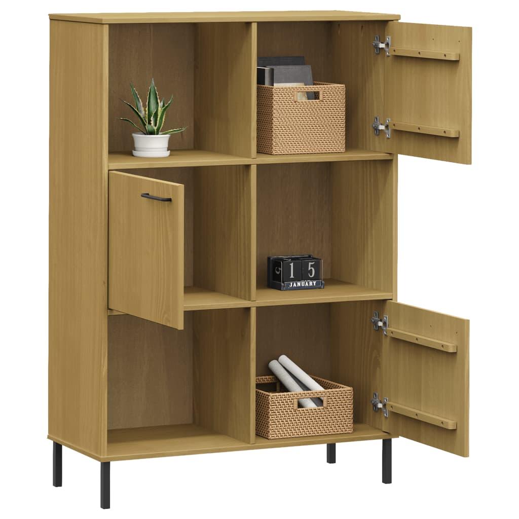 Bookcase with Metal Legs Brown 35.4"x13.8"x50.6" Solid Wood OSLO at Set Shop and Smile