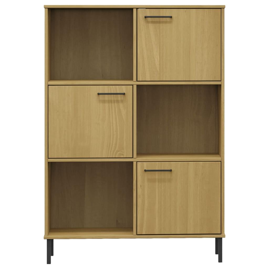 Bookcase with Metal Legs Brown 35.4"x13.8"x50.6" Solid Wood OSLO at Set Shop and Smile