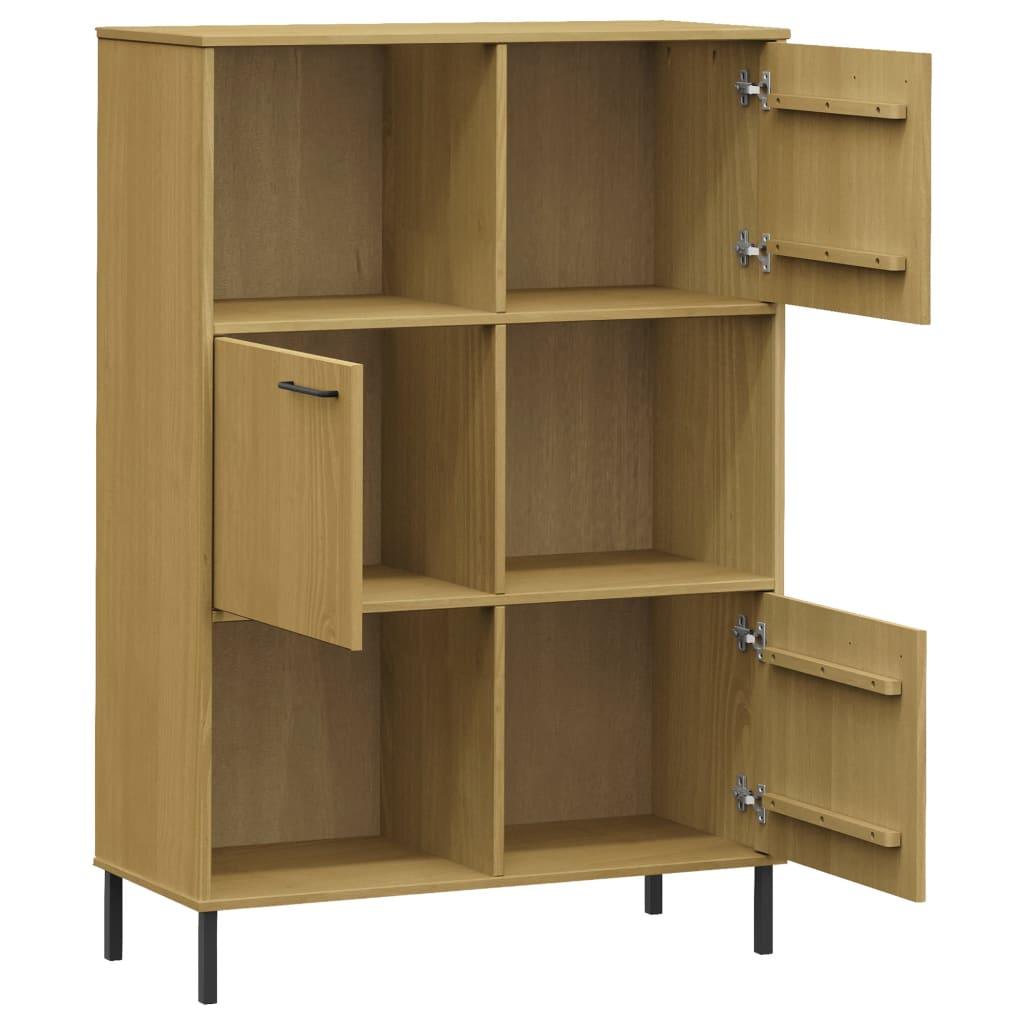 Bookcase with Metal Legs Brown 35.4"x13.8"x50.6" Solid Wood OSLO at Set Shop and Smile