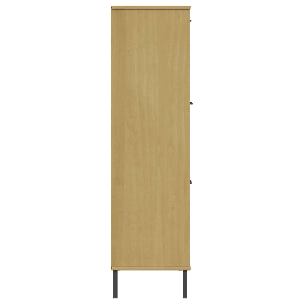 Bookcase with Metal Legs Brown 35.4"x13.8"x50.6" Solid Wood OSLO at Set Shop and Smile