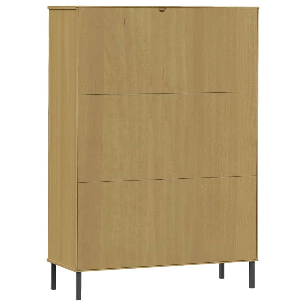 Bookcase with Metal Legs Brown 35.4"x13.8"x50.6" Solid Wood OSLO at Set Shop and Smile