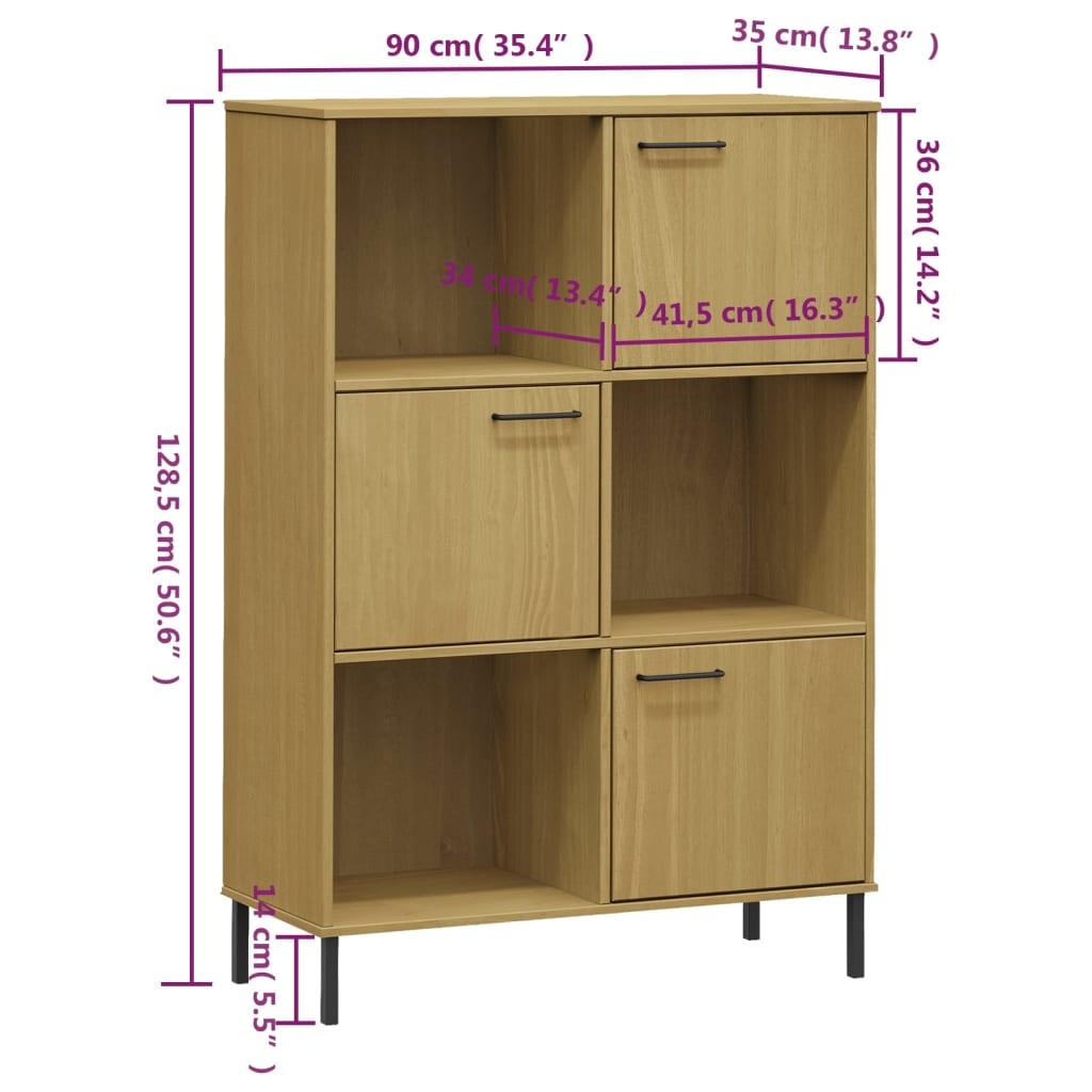 Bookcase with Metal Legs Brown 35.4"x13.8"x50.6" Solid Wood OSLO at Set Shop and Smile
