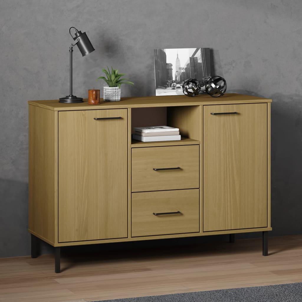 Sideboard with Metal Legs Brown 44.5"x15.7"x30.3" Solid Wood OSLO at Set Shop and Smile