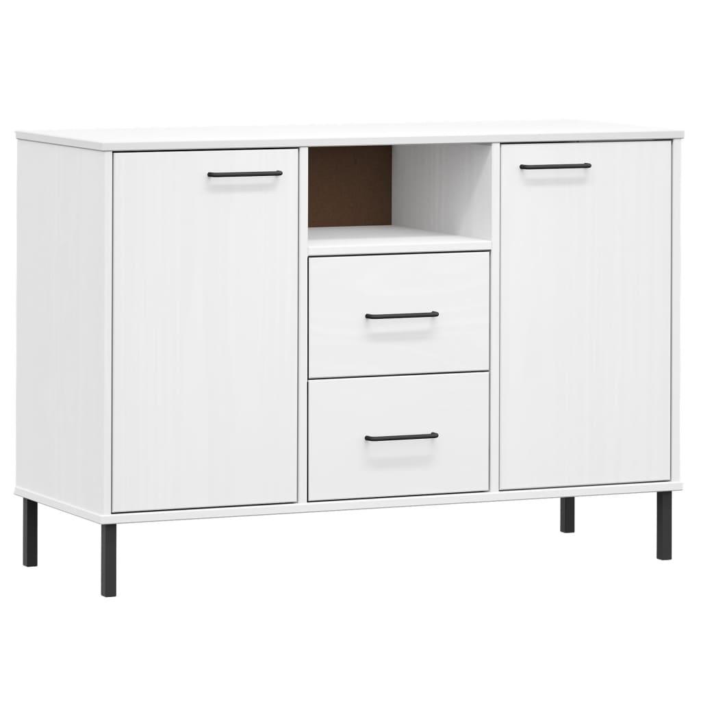 Sideboard with Metal Legs White 44.5"x15.7"x30.3" Solid Wood OSLO at Set Shop and Smile