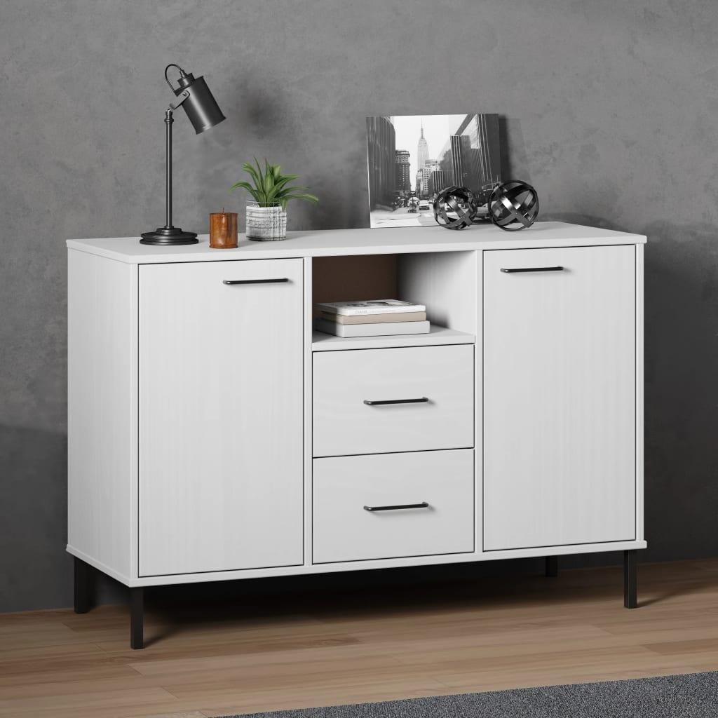Sideboard with Metal Legs White 44.5"x15.7"x30.3" Solid Wood OSLO at Set Shop and Smile