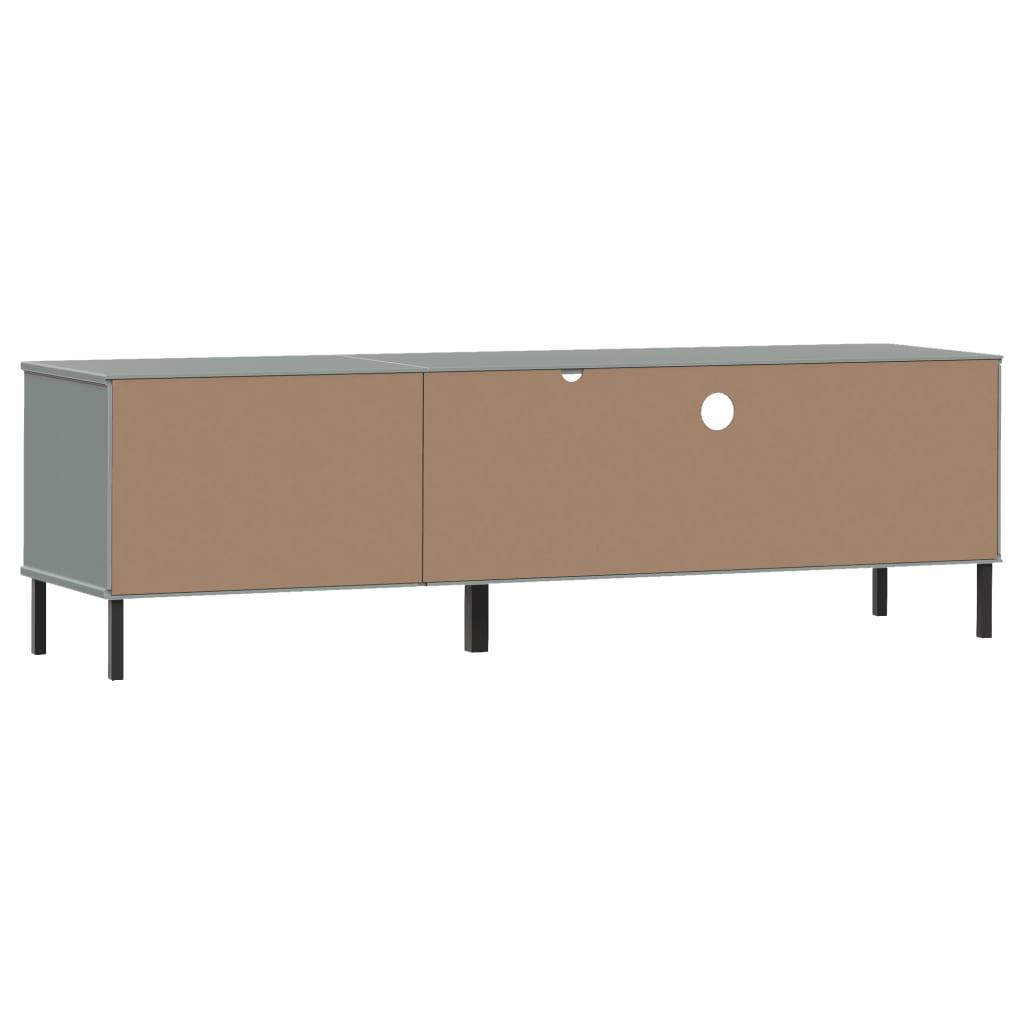 TV Cabinet with Metal Legs Gray Solid Wood Pine OSLO at Set Shop and Smile