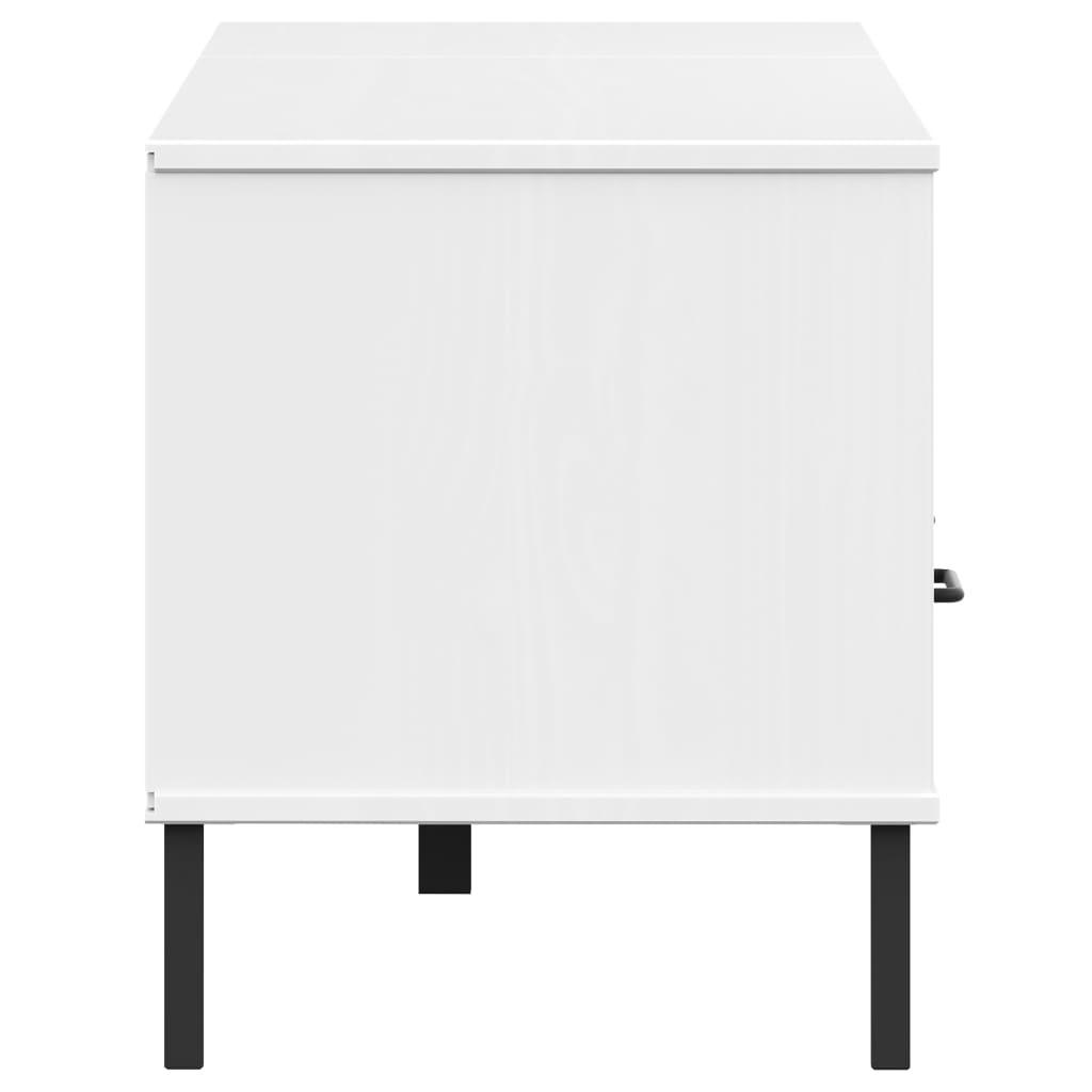 TV Cabinet with Metal Legs White Solid Wood Pine OSLO at Set Shop and Smile