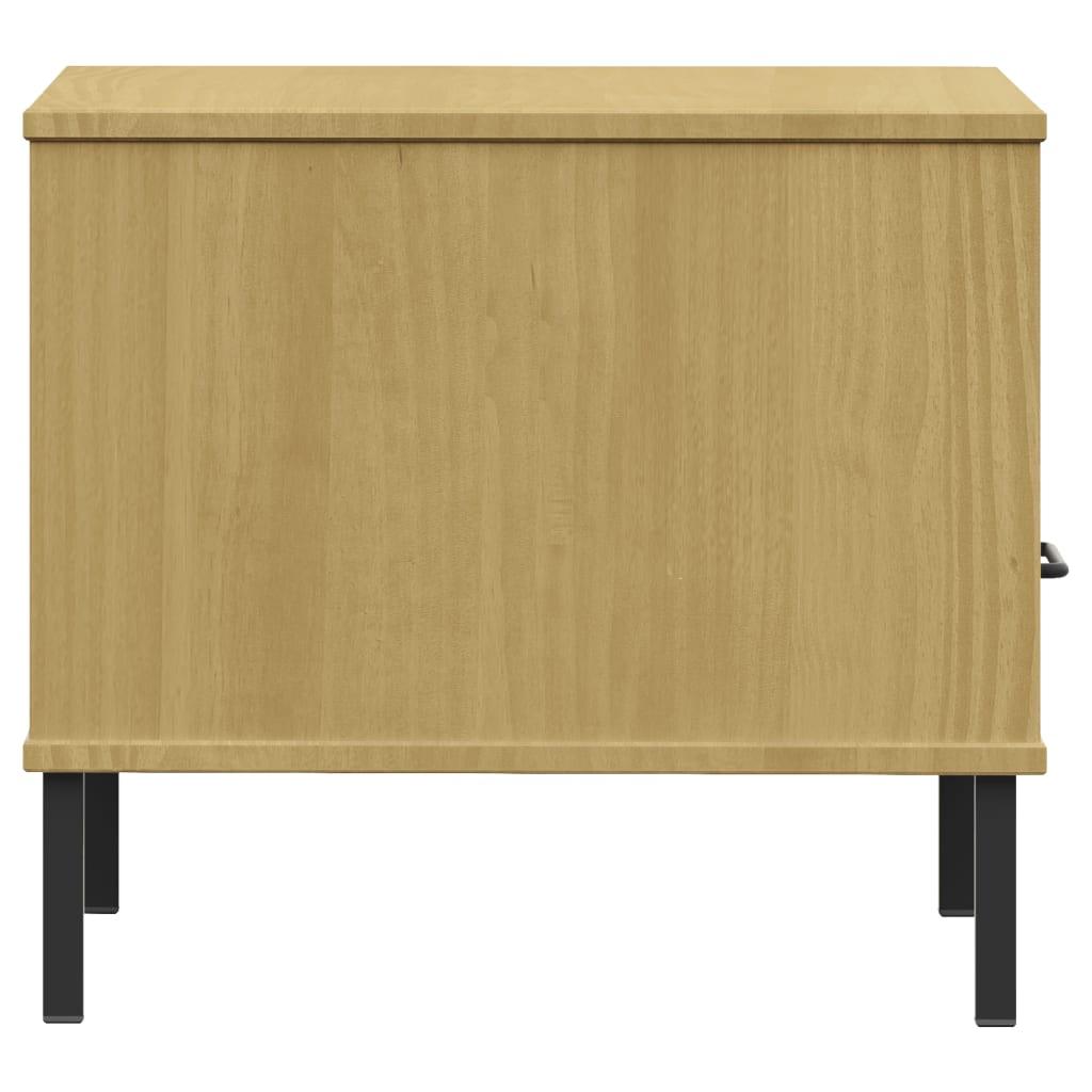Bedside Table with Metal Legs Brown Solid Wood Pine OSLO at Set Shop and Smile