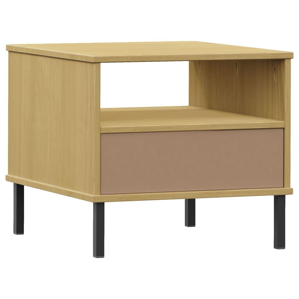 Bedside Table with Metal Legs Brown Solid Wood Pine OSLO at Set Shop and Smile