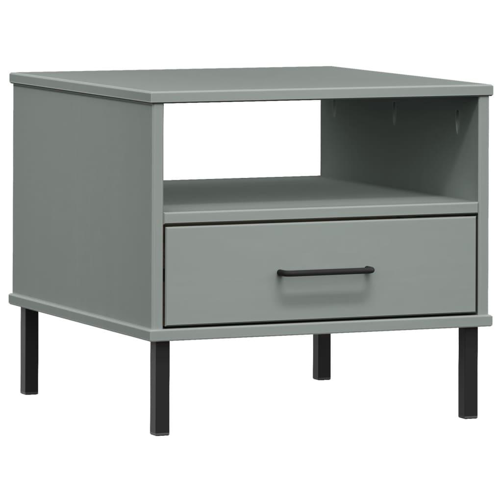 Bedside Table with Metal Legs Gray Solid Wood Pine OSLO at Set Shop and Smile
