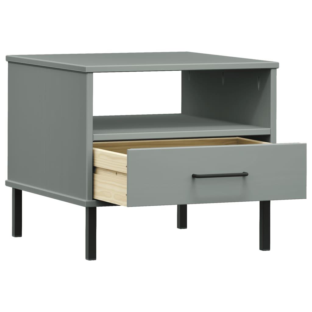Bedside Table with Metal Legs Gray Solid Wood Pine OSLO at Set Shop and Smile