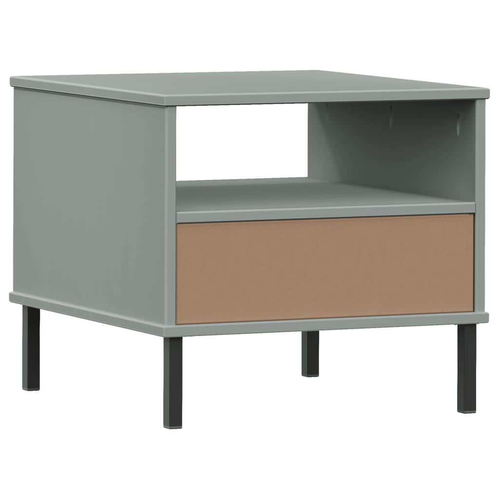 Bedside Table with Metal Legs Gray Solid Wood Pine OSLO at Set Shop and Smile