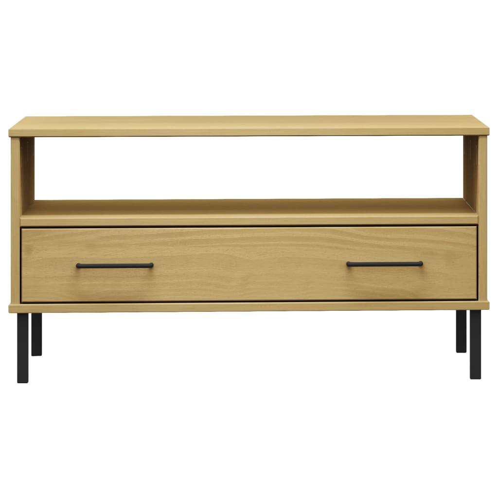 Coffee Table with Metal Legs Brown 33.5"x19.7"x17.7" Solid Wood OSLO at Set Shop and Smile