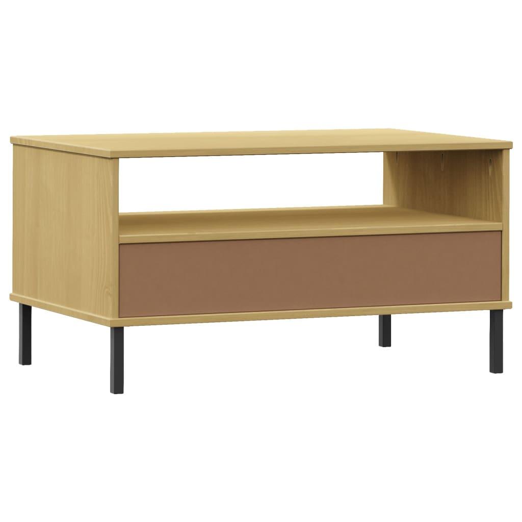 Coffee Table with Metal Legs Brown 33.5"x19.7"x17.7" Solid Wood OSLO at Set Shop and Smile