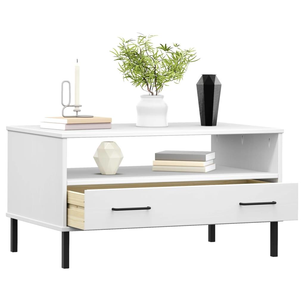 Coffee Table with Metal Legs White 33.5"x19.7"x17.7" Solid Wood OSLO at Set Shop and Smile