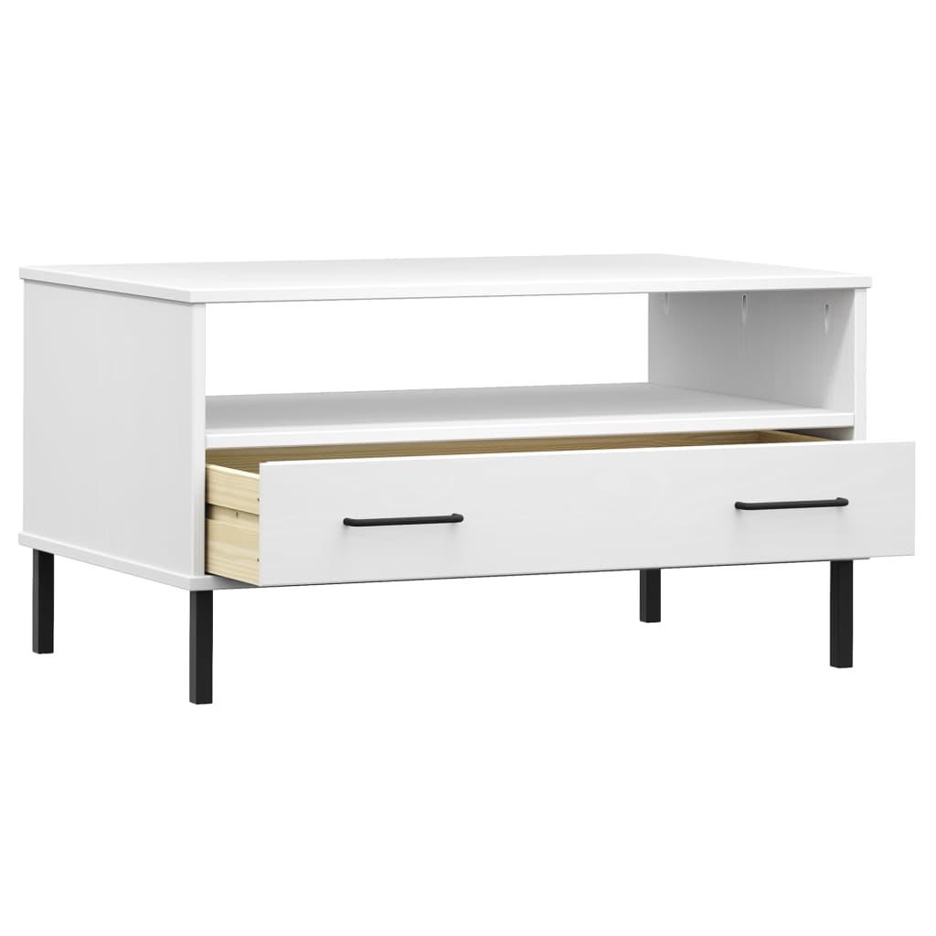 Coffee Table with Metal Legs White 33.5"x19.7"x17.7" Solid Wood OSLO at Set Shop and Smile