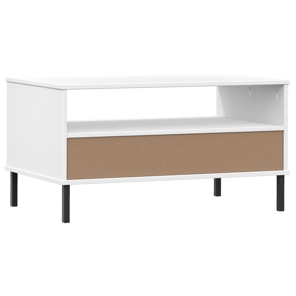 Coffee Table with Metal Legs White 33.5"x19.7"x17.7" Solid Wood OSLO at Set Shop and Smile