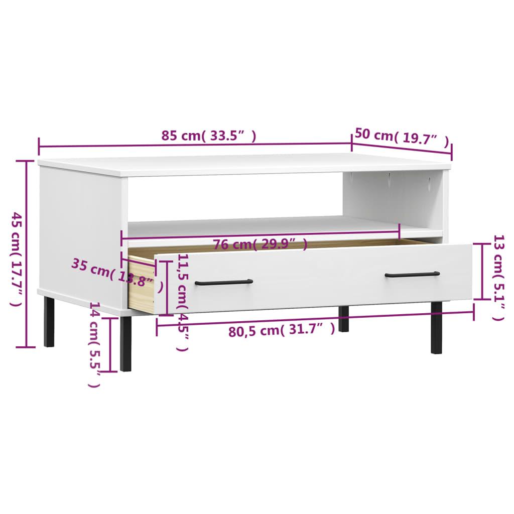 Coffee Table with Metal Legs White 33.5"x19.7"x17.7" Solid Wood OSLO at Set Shop and Smile